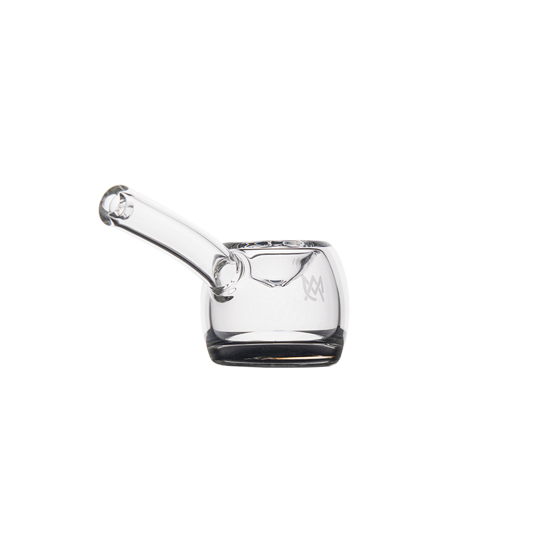 MJ Arsenal Perch Hand Pipe - Clear Glass with Ergonomic Grip - Side View