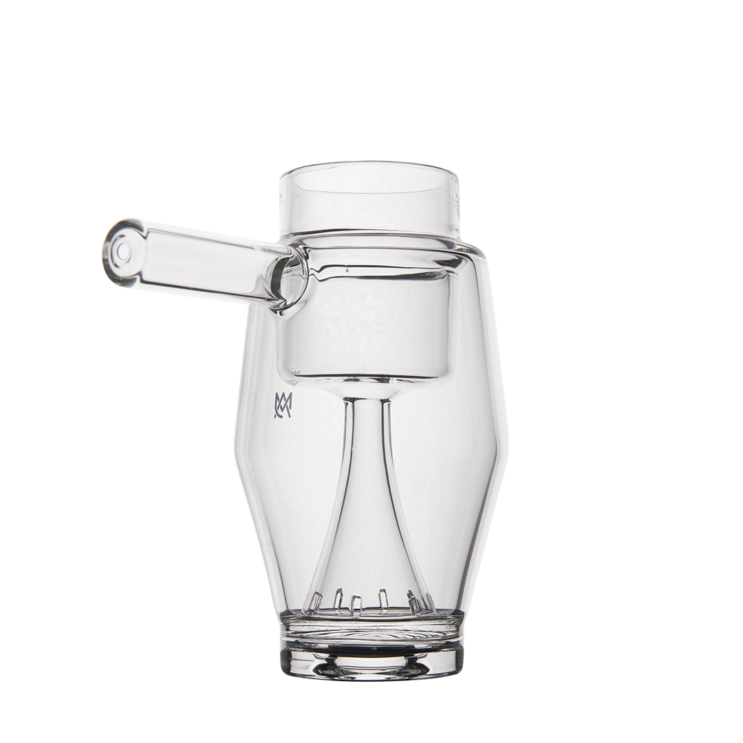 MJ Arsenal Proxy Bubbler Mini angled view, sleek glass dab rig with glass-on-glass connection