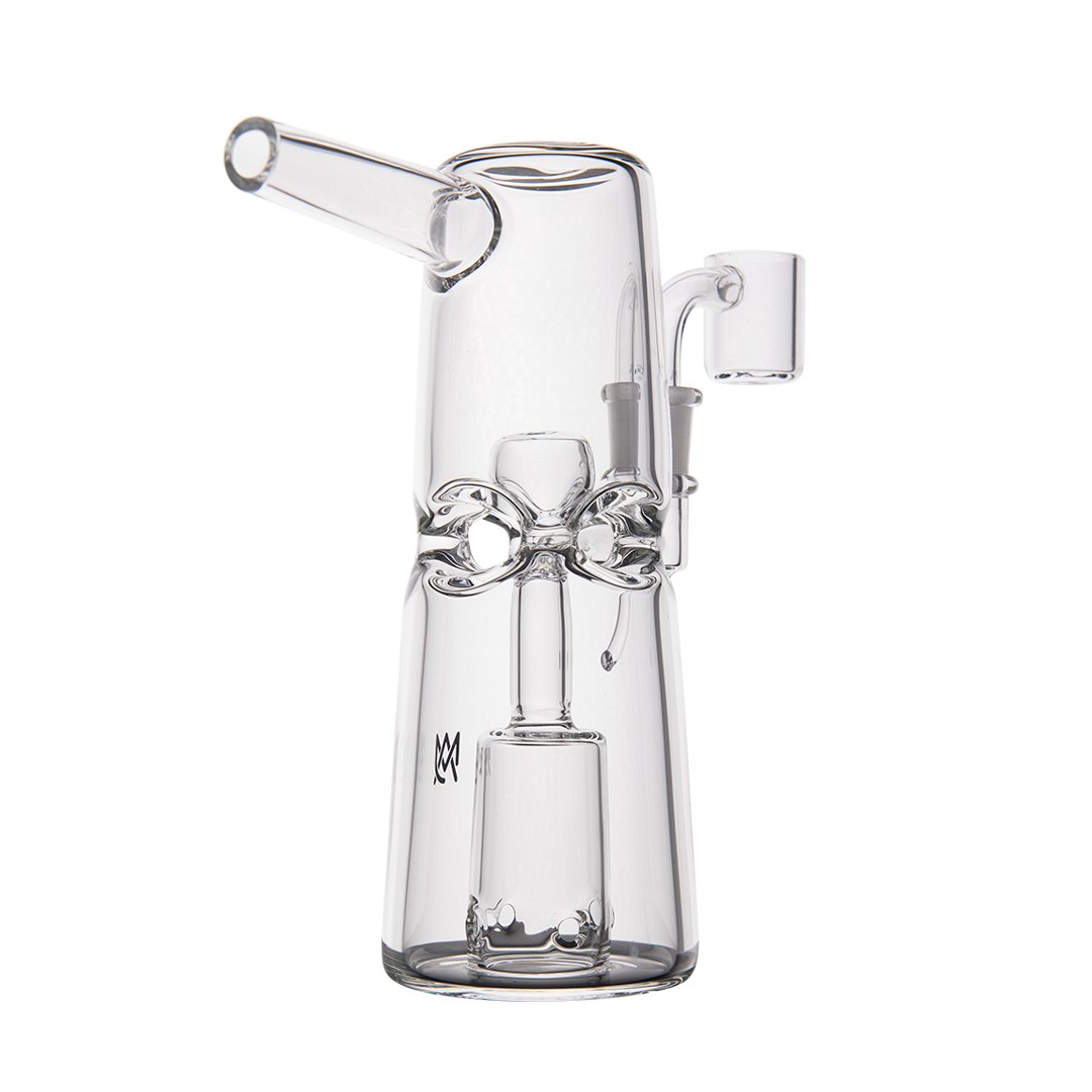 MJ Arsenal Turret Mini Dab Rig with Quartz Bucket - Compact and Clear Glass Design