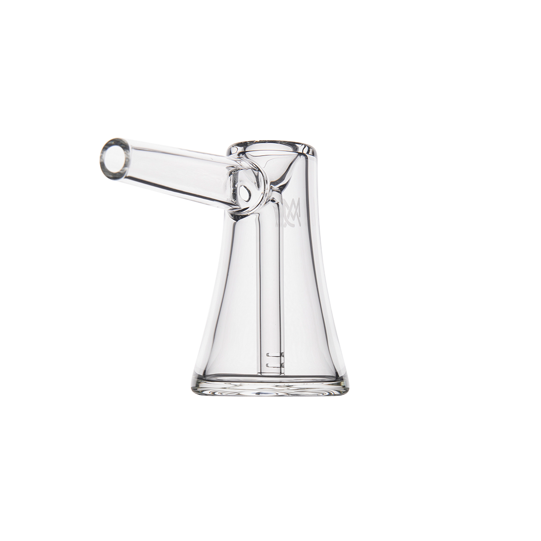 MJ Arsenal Vulkan Bubbler with a clear glass compact design, side view on white background
