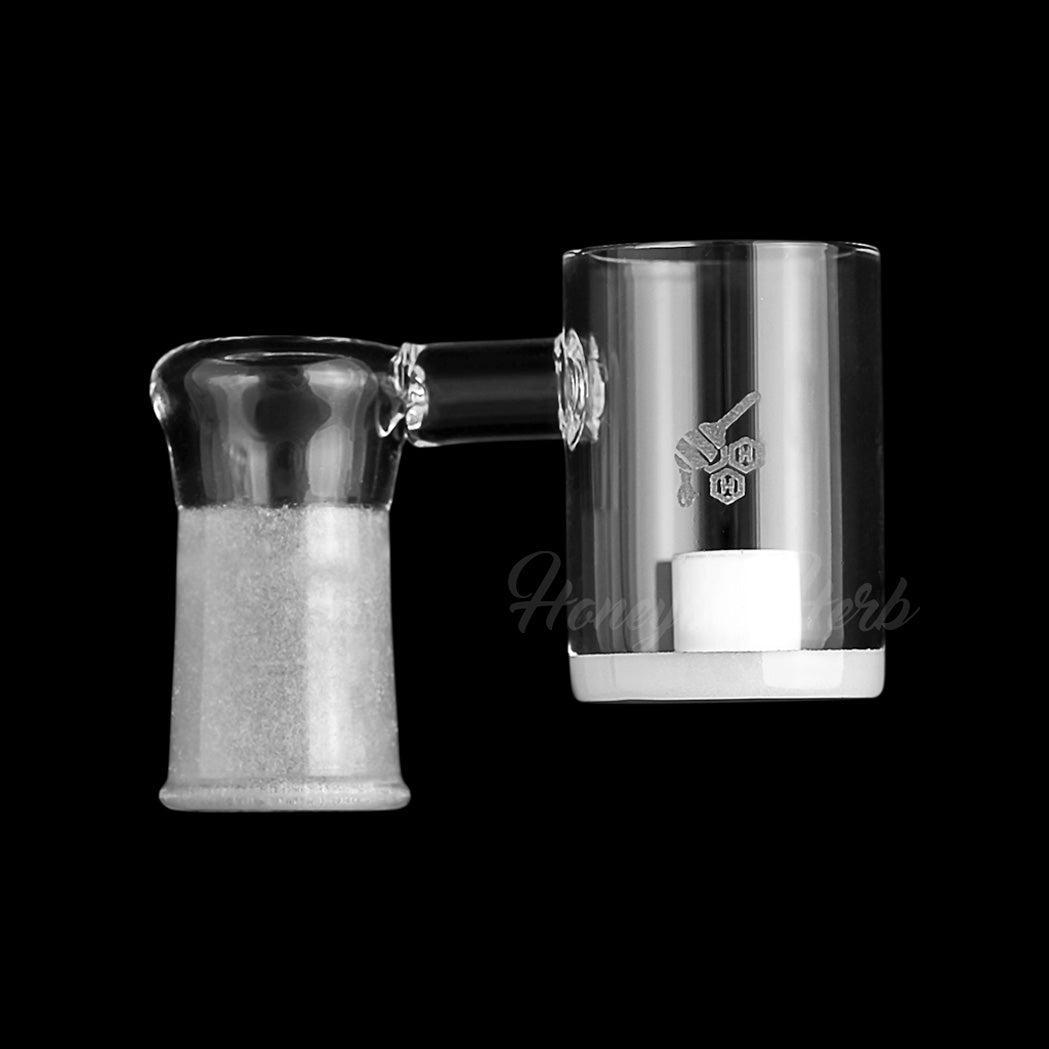 Honey & Milk Core Reactor Sidecar Quartz Banger at 90° angle for dab rigs, clear design, 25mm