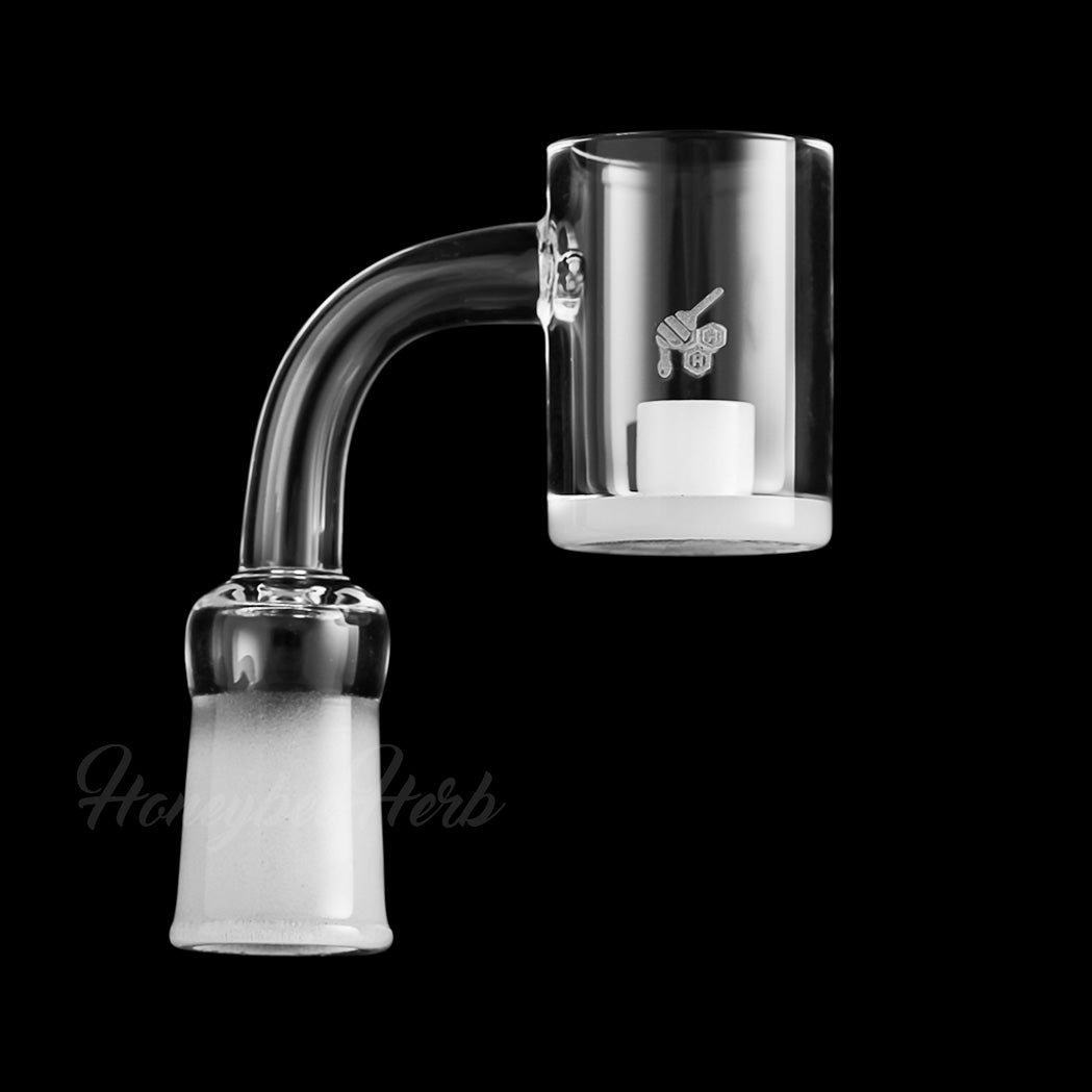 Honey & Milk Core Reactor Quartz Banger at 90Β° angle, 14mm female joint, clear design for dab rigs