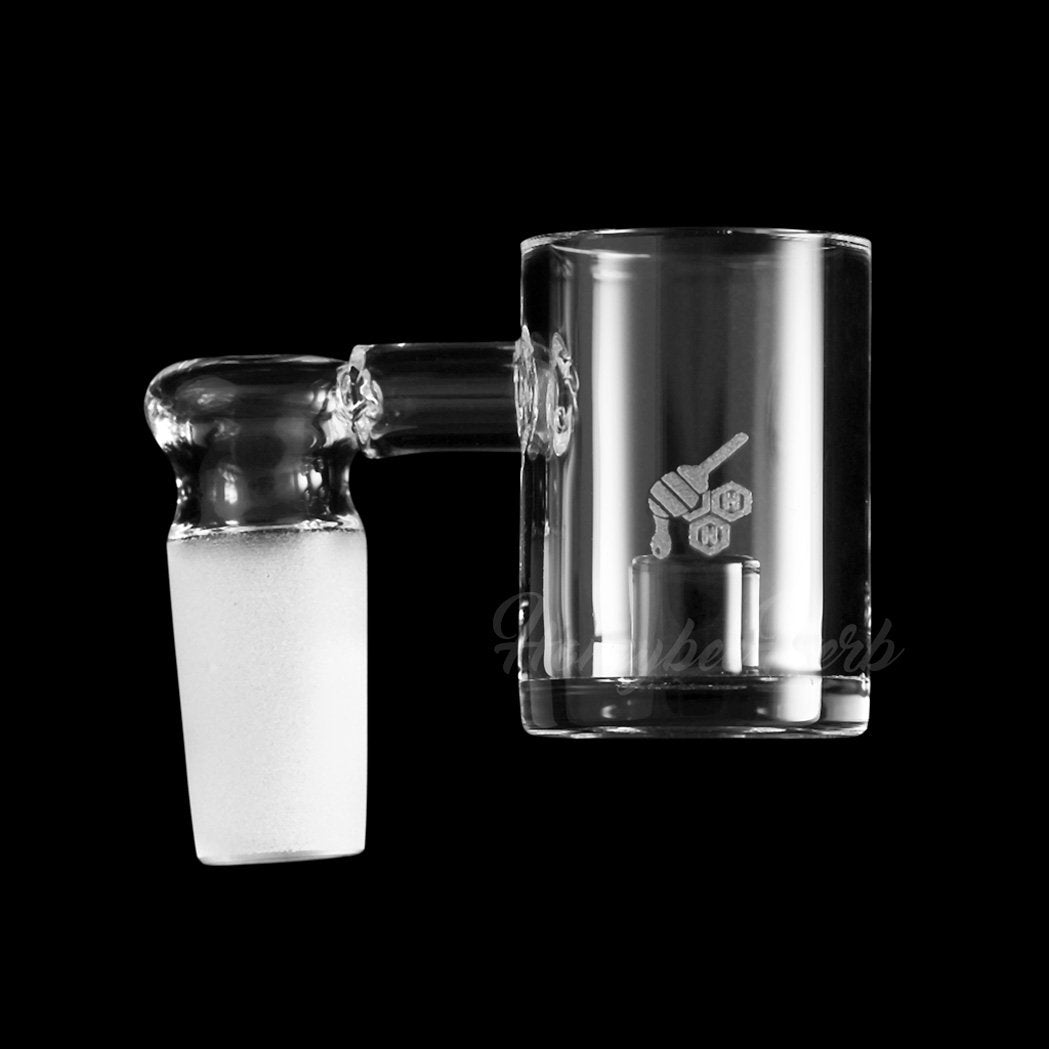 Honeybee Herb Core Reactor Sidecar Quartz Banger, 90° Angle, 14mm Male Joint, Clear Design