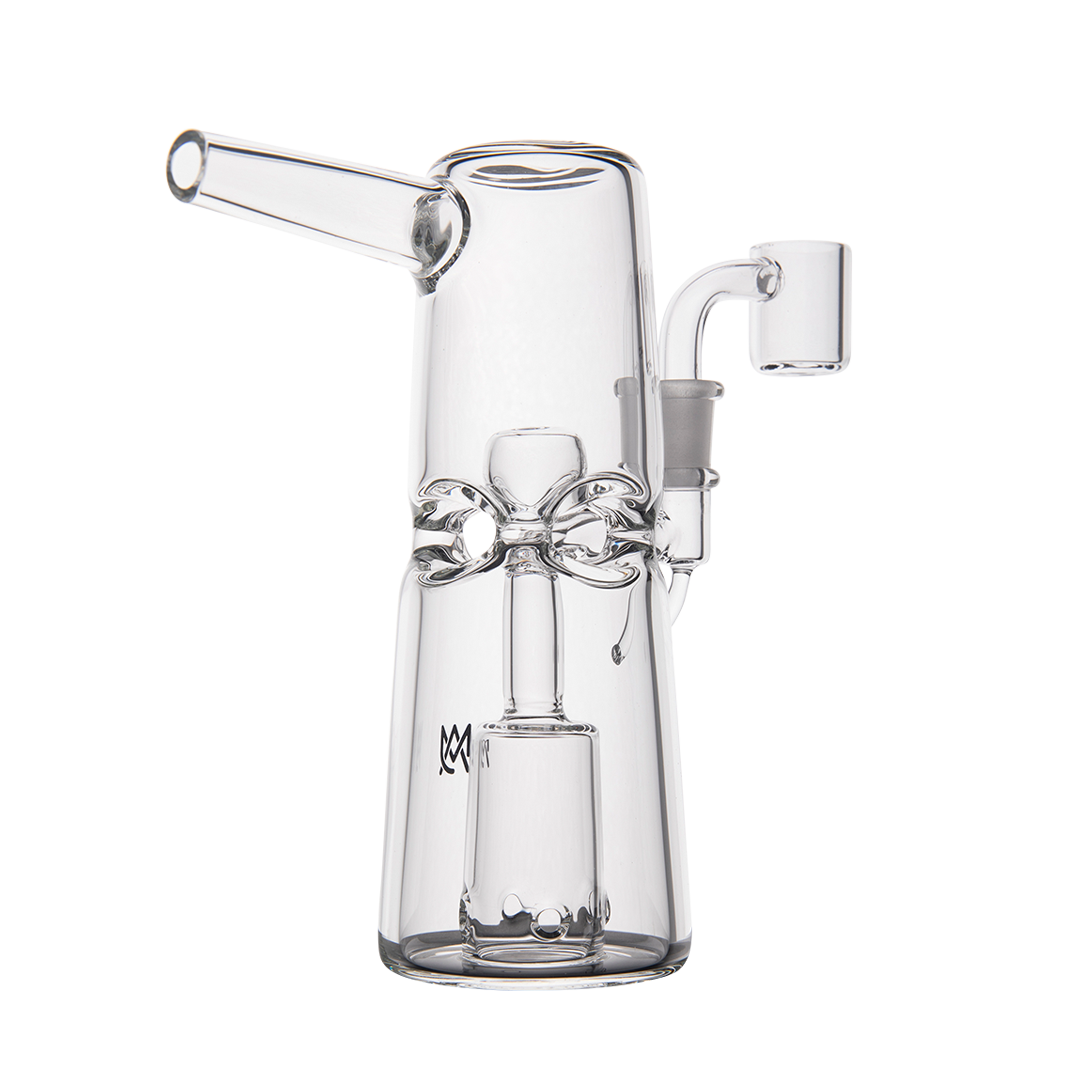 MJ Arsenal Turret Mini Dab Rig side view with quartz bucket and compact design