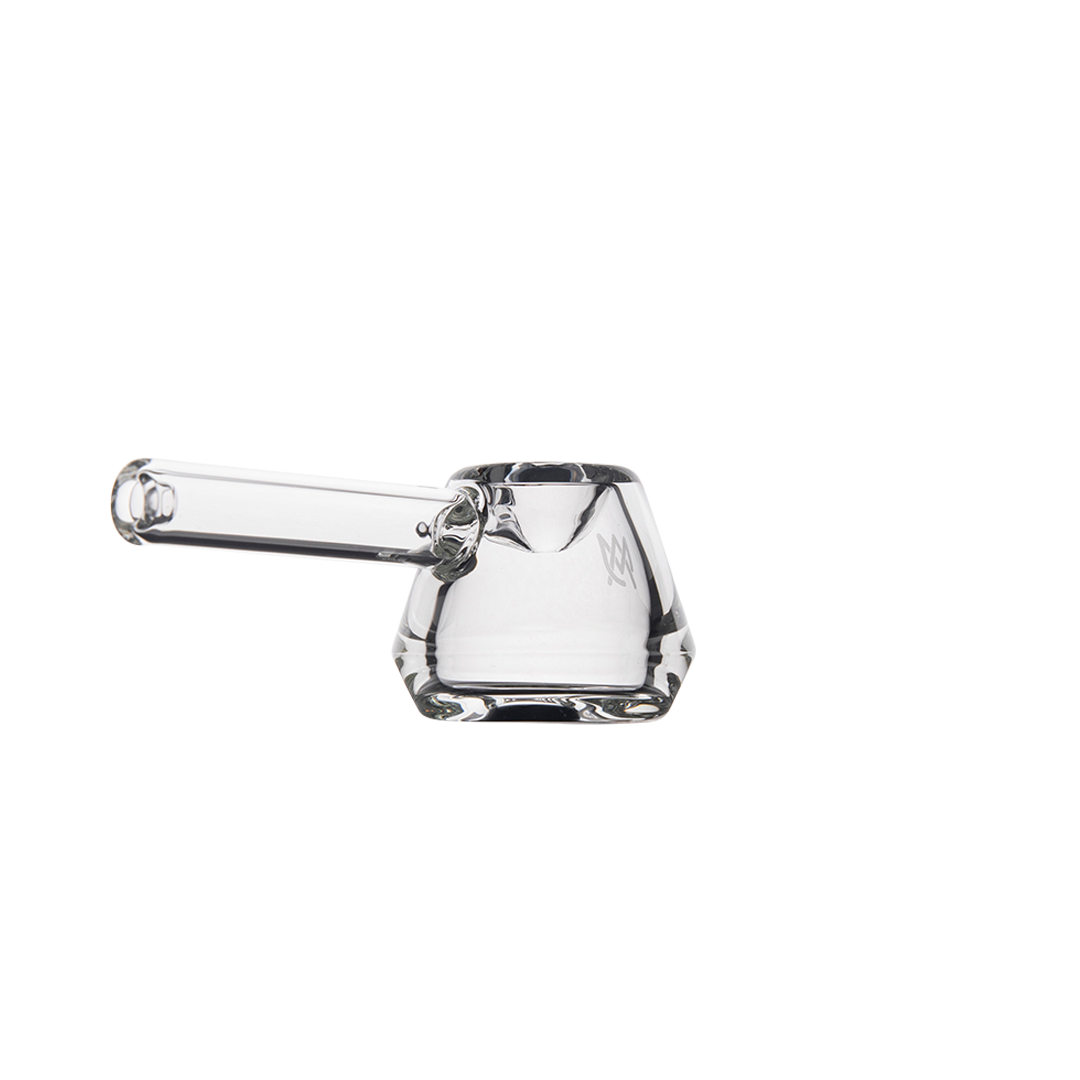 MJ Arsenal Kettle Hand Pipe - Clear Glass Side View on Seamless White Background