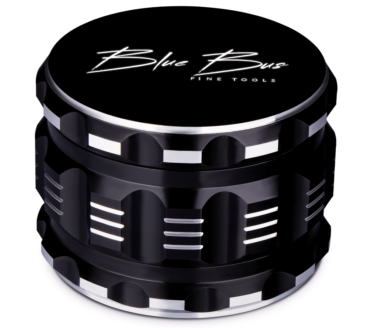 Blue Bus Fine Tools M1 Aluminum Herb Grinder 2.5 Inch in Black, 4-Part Compact Design