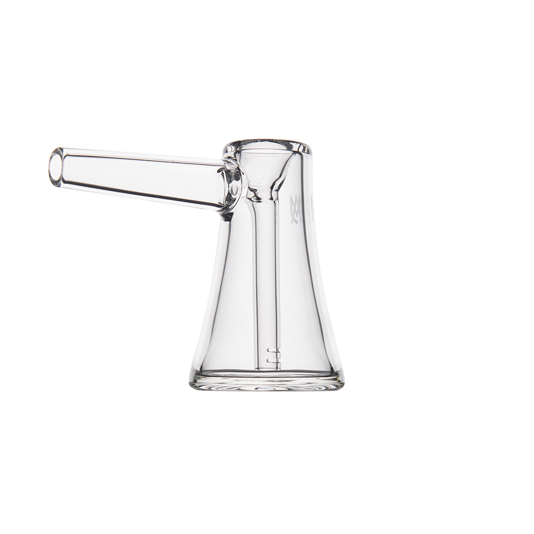 MJ Arsenal Vulkan Bubbler with clear glass, side view on white background