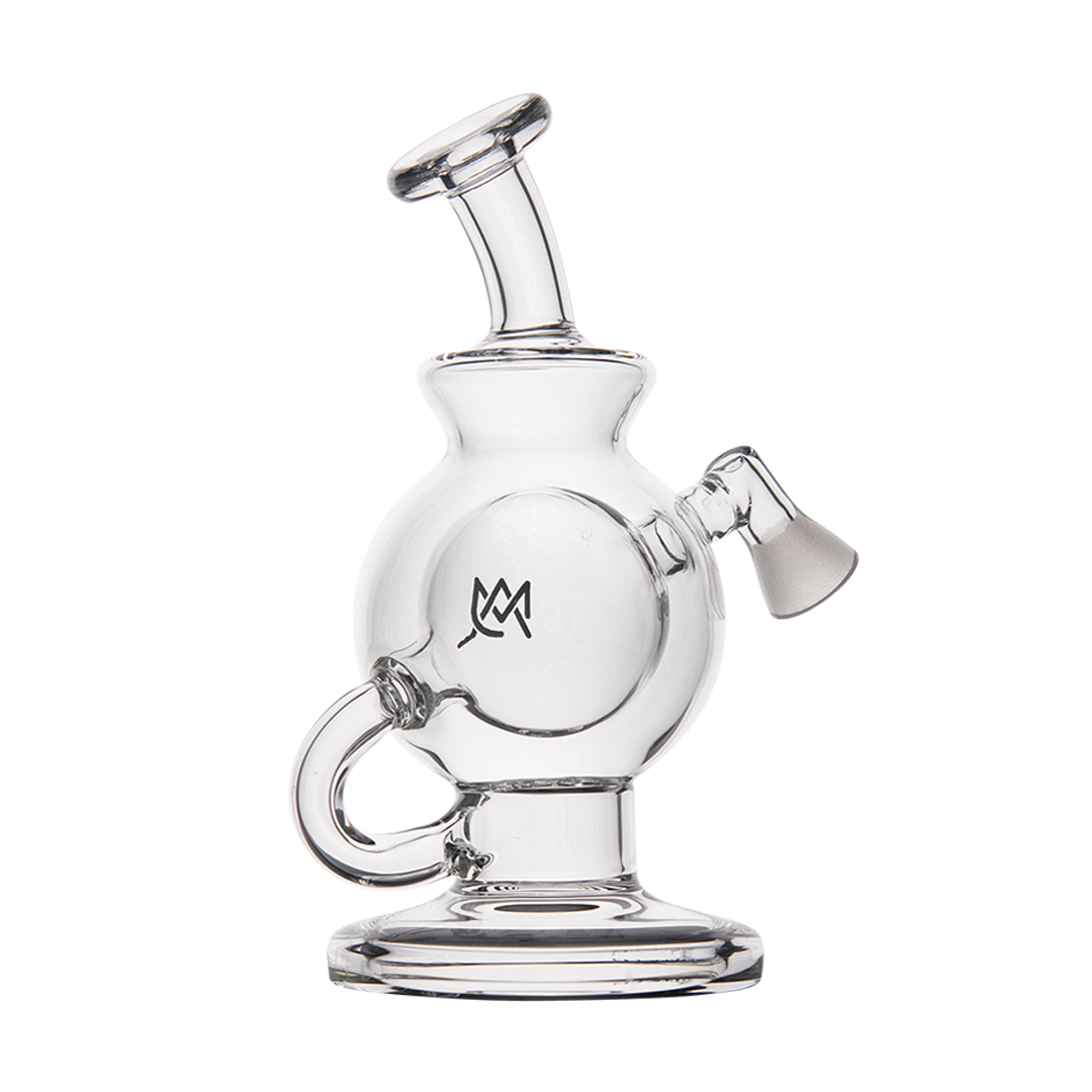 MJ Arsenal Atlas Vape Edition mini dab rig with clear glass and MJ logo, front view on white background