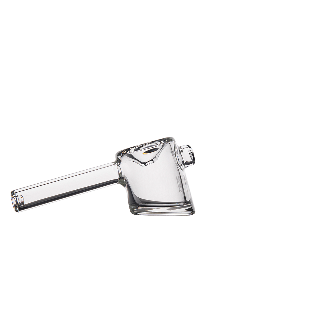 MJ Arsenal Kickstand Hand Pipe with unique stand design for stability - Clear Glass - Side View