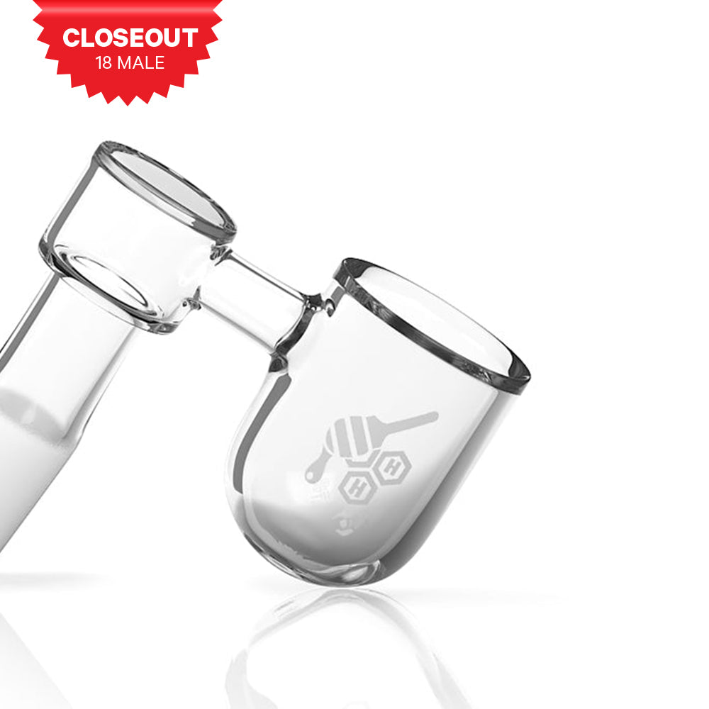 HoneybeeHerb Honey Bevel Bowl Sidecar Quartz Banger at 90° Angle, 18mm Male Joint, Clear