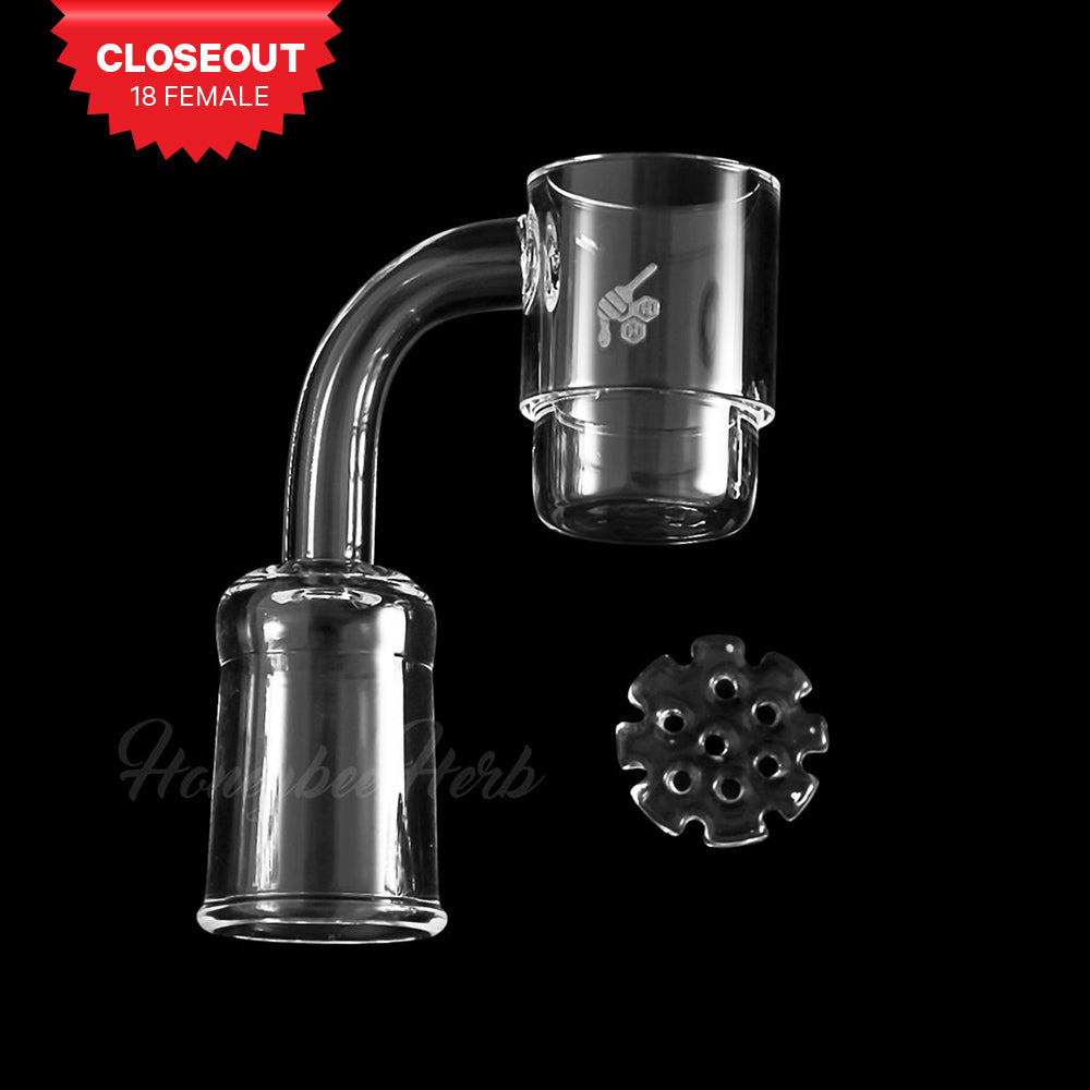 Honeybee Herb Honey Disc Deep Dish Quartz Banger at 90° angle, 18mm Female Joint, for Dab Rigs