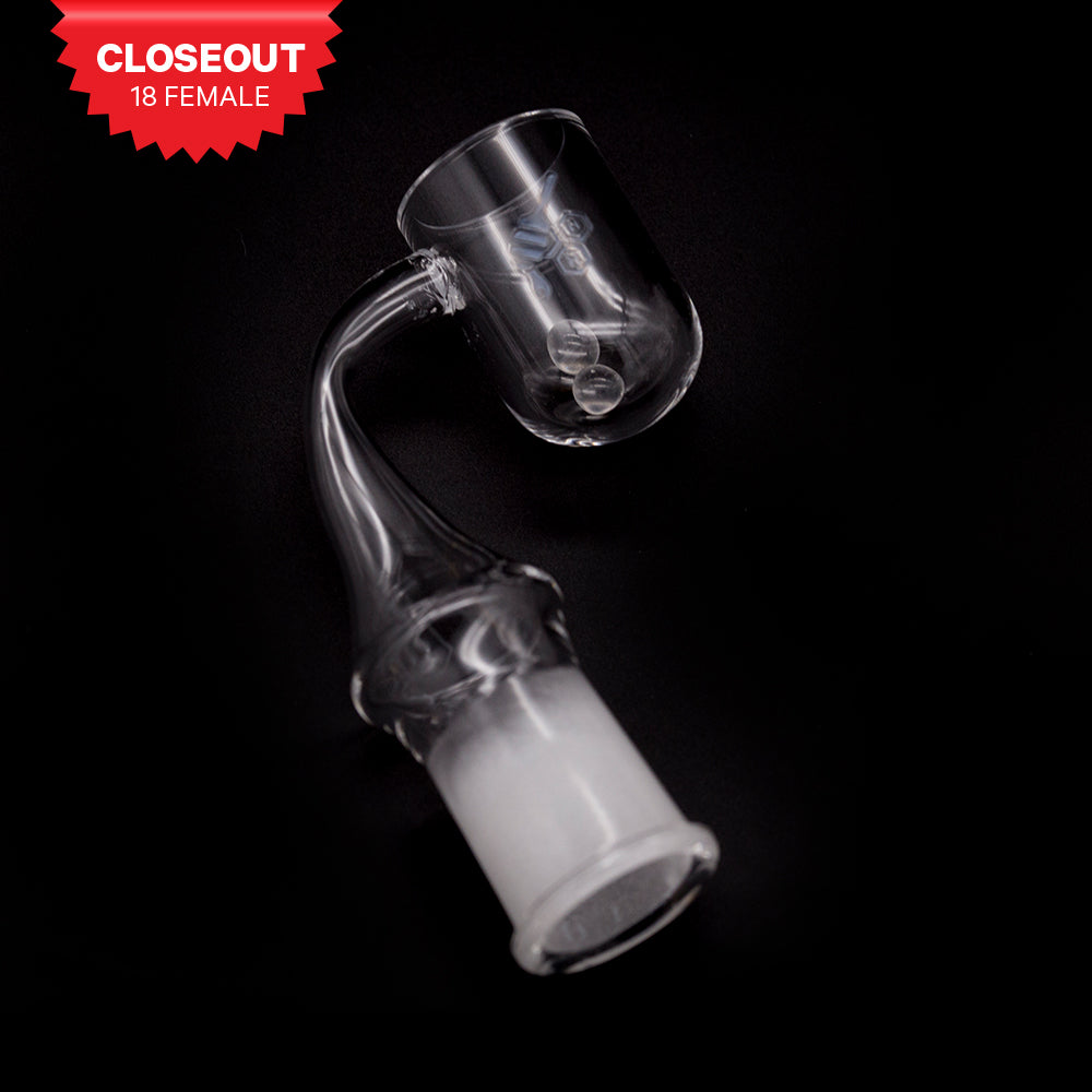 Honeybee Herb Honey Cyclone Quartz Banger 90Β° Degree, 18mm Female Joint, Clear, Side View