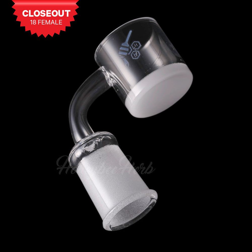 Honey & Milk XL Bevel Quartz Banger 90° Degree, 18mm Female Joint, Clear, for Dab Rigs - Side View