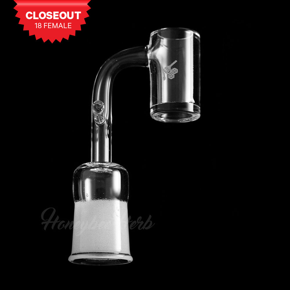 Honeybee Herb ENAIL Original Quartz Banger, 90Β° Degree, 18mm Female Joint, Clear, Side View