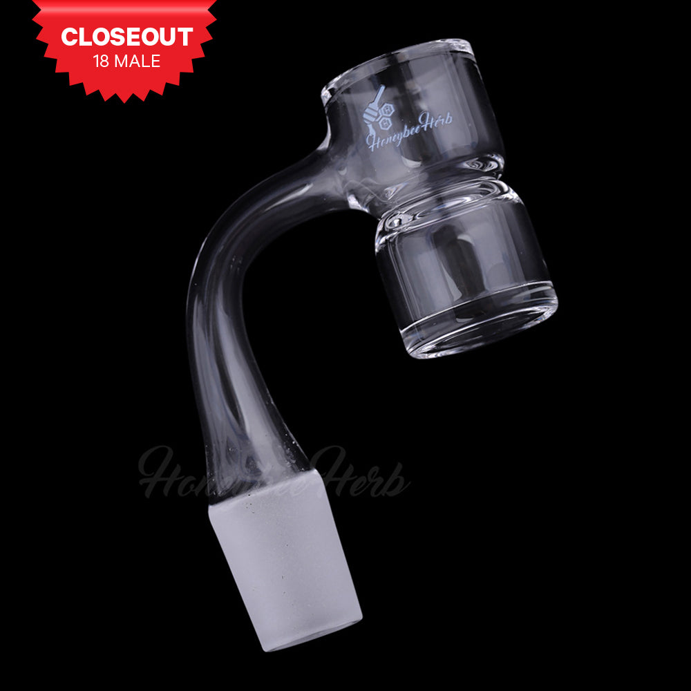 Honeybee Herb Bevel Splash Bucket 90°, 18mm Male Joint, Clear Quartz Side View