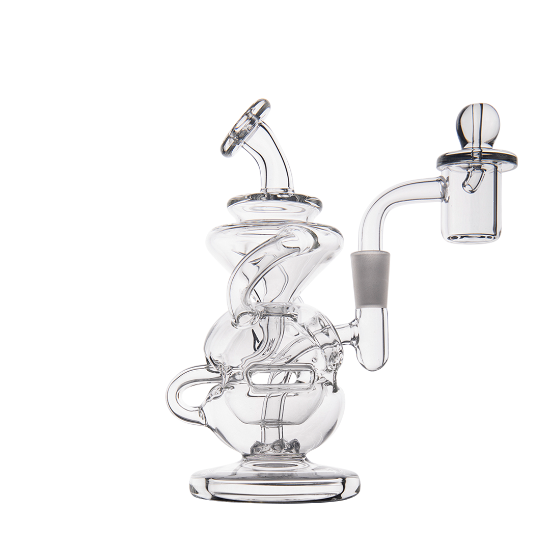 MJ Arsenal Infinity Mini Dab Rig in Clear Borosilicate Glass with Recycler Design - Front View