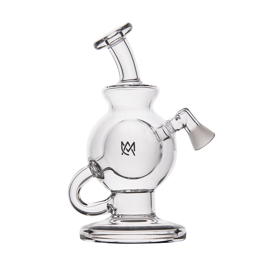 MJ Arsenal Atlas Vape Edition - Compact Clear Glass Dab Rig with Logo - Front View