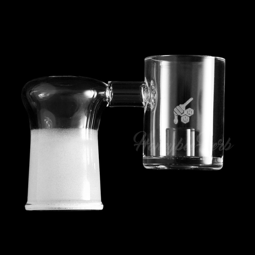 Honeybee Herb CORE REACTOR SIDECAR QUARTZ BANGER - 90° Degree, clear, front view on black background
