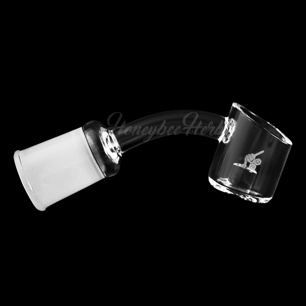 Honeybee Herb CORE REACTOR QUARTZ BANGER at 45° angle, clear quartz with flat top design