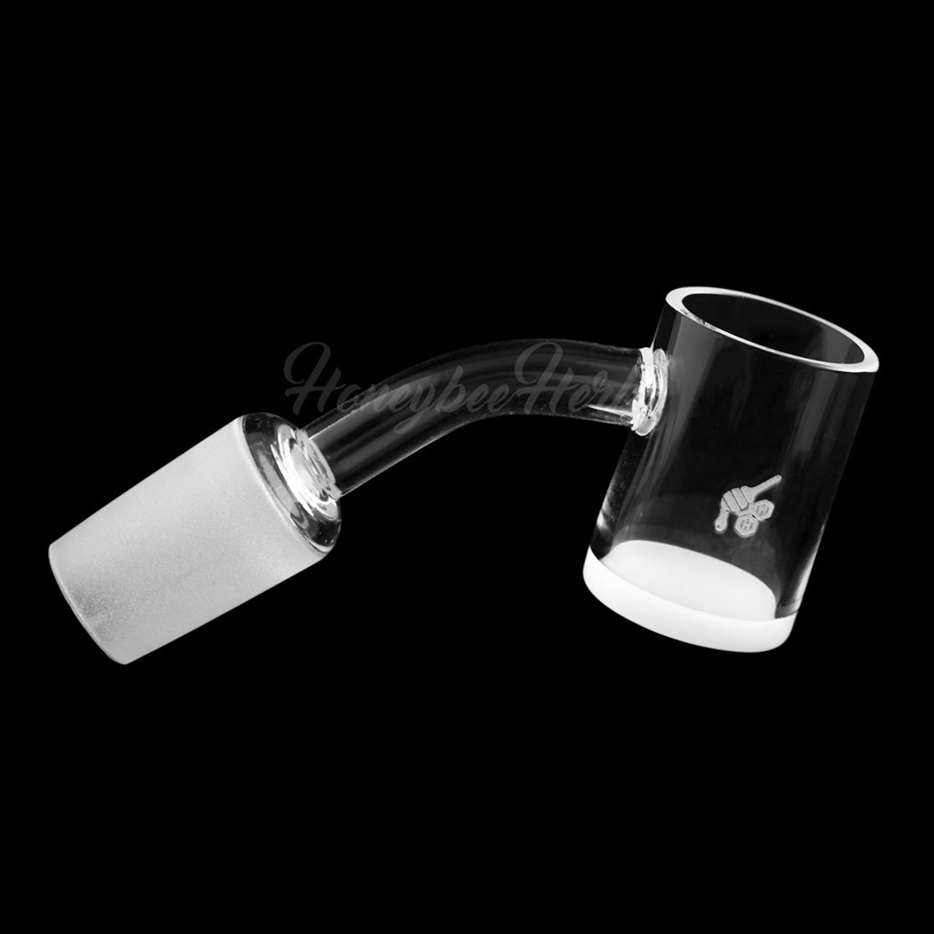 Honey & Milk Quartz Banger at 45° angle with flat top, 25mm, for dab rigs - Honeybee Herb