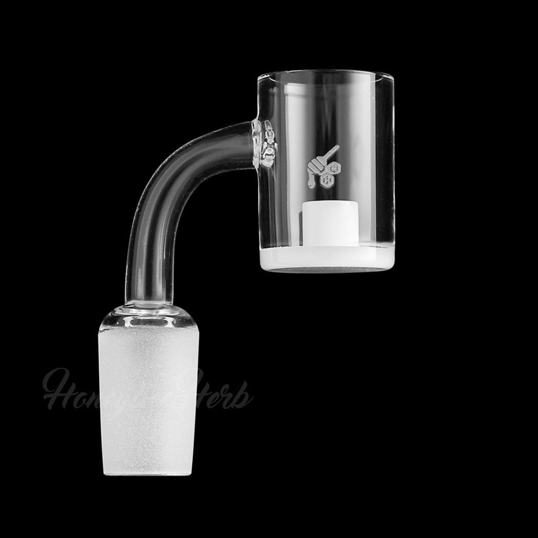 Honey & Milk Core Reactor Quartz Banger at 90Β° angle, 18mm male joint, for dab rigs with clear design