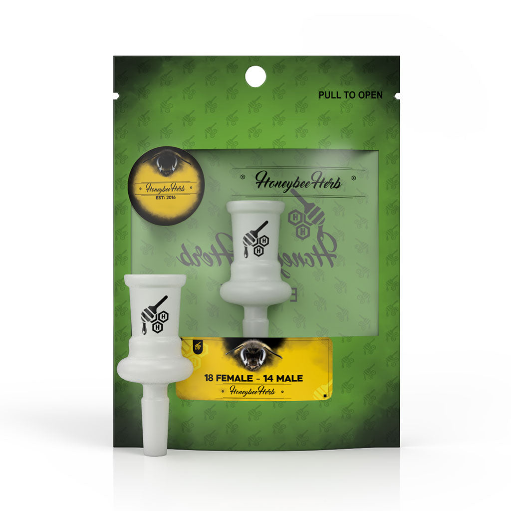 Honeybee Herb Glass Converter Adapter, 18 Female to 14 Male, Frosted Finish, Front View