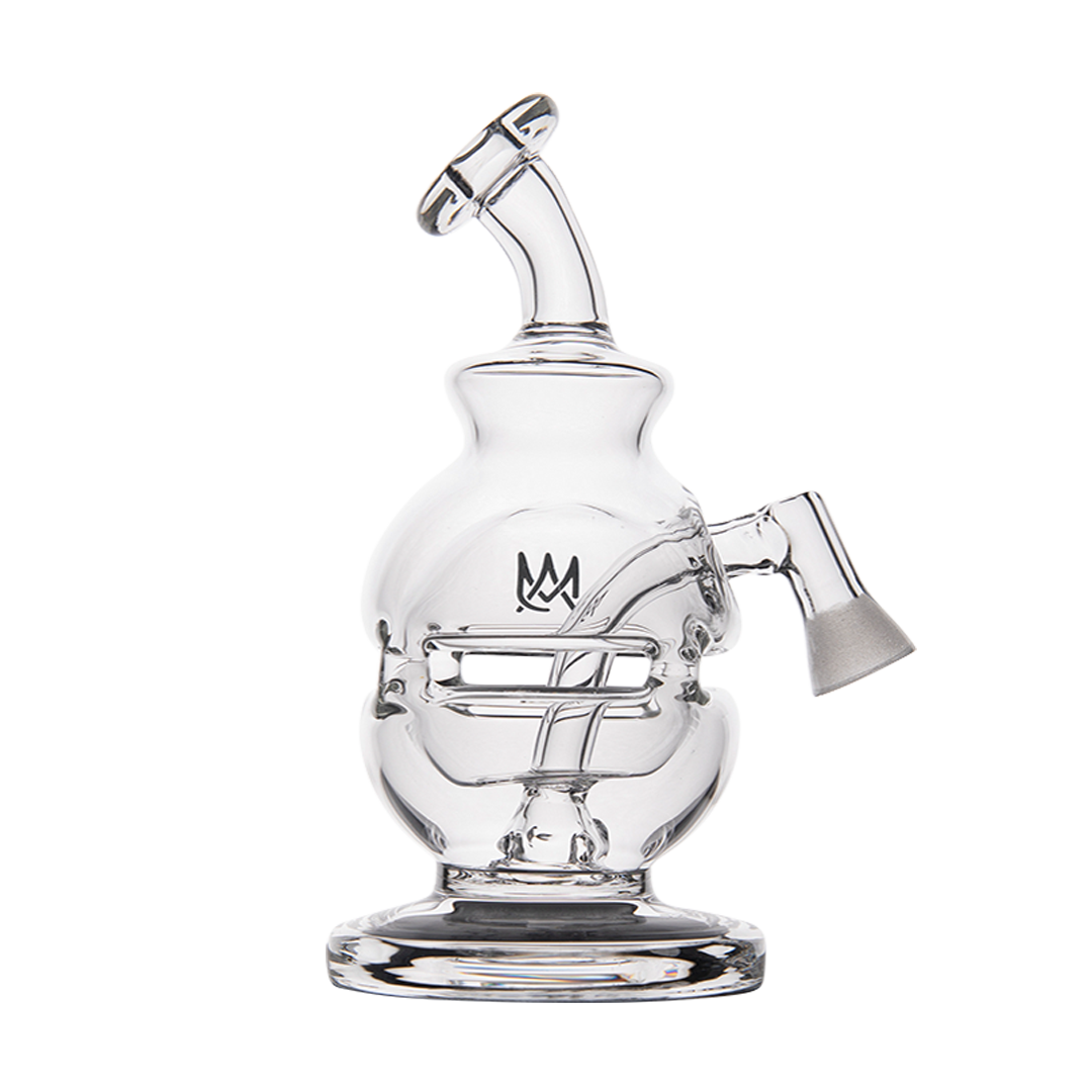 MJ Arsenal Royale Vape Edition mini e-rig with quartz banger, clear glass, front view on seamless white background