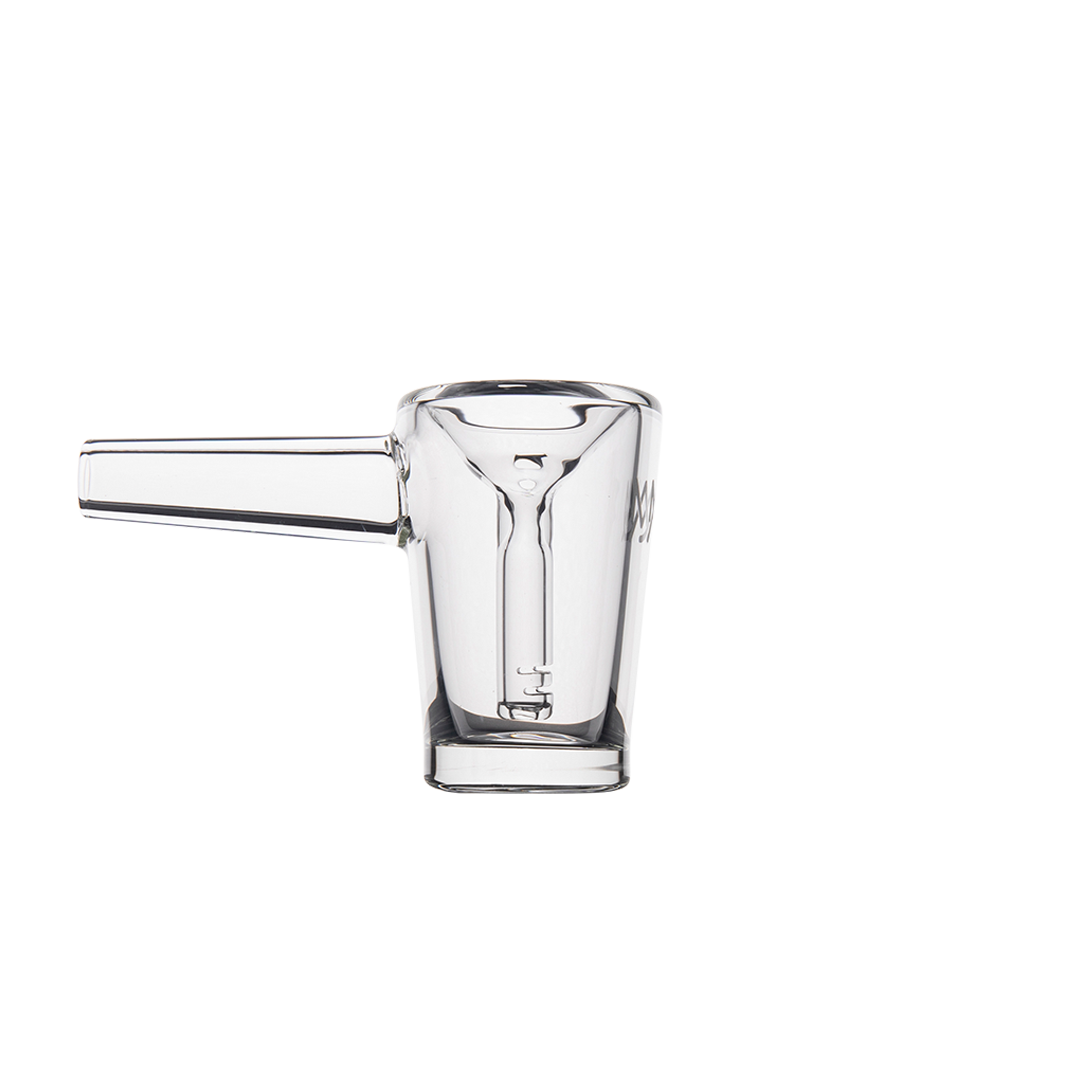 MJ Arsenal Basin Compact Bubbler with advanced water filtration, clear borosilicate glass, front view