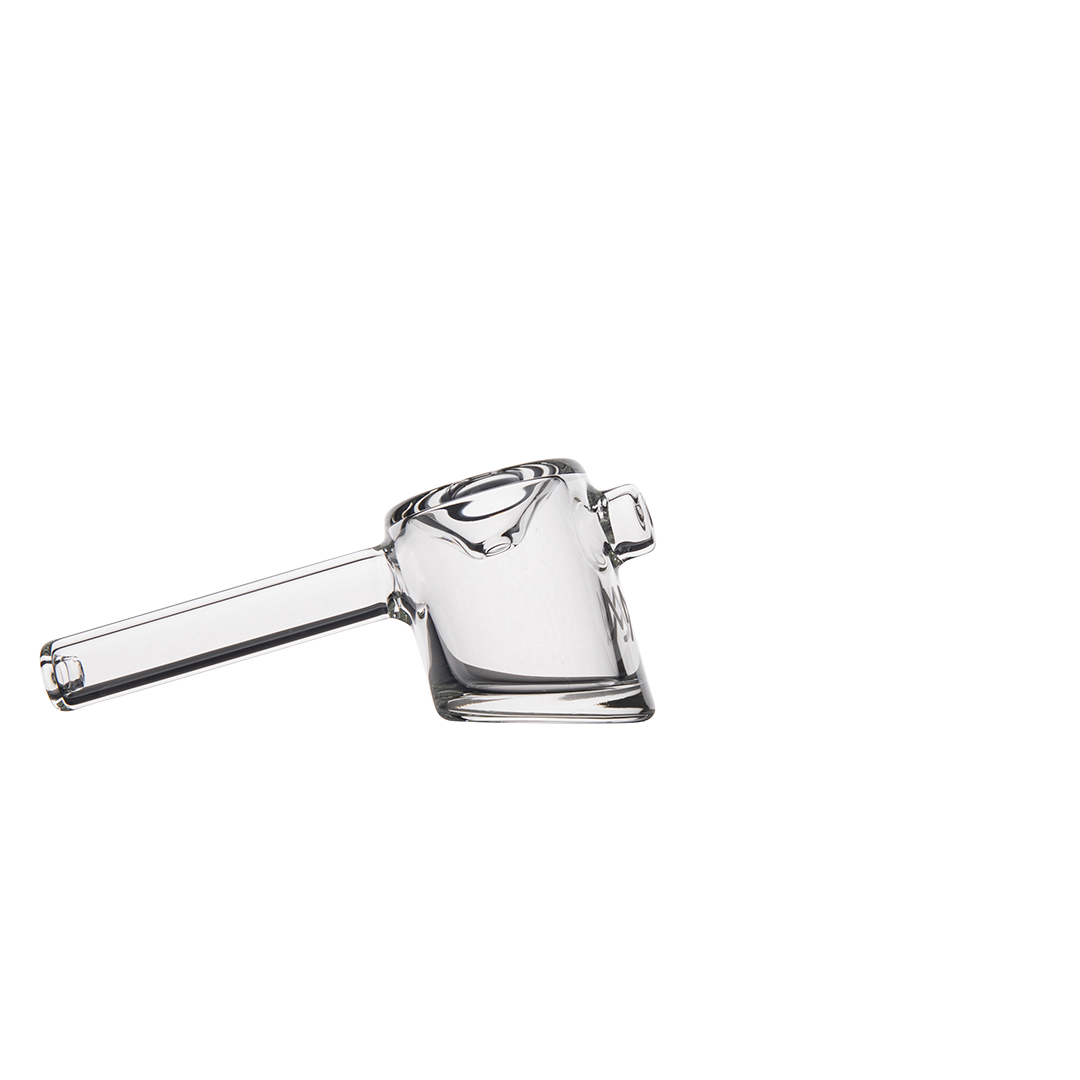 MJ Arsenal Kickstand Hand Pipe - Clear Glass with Unique Design - Side View