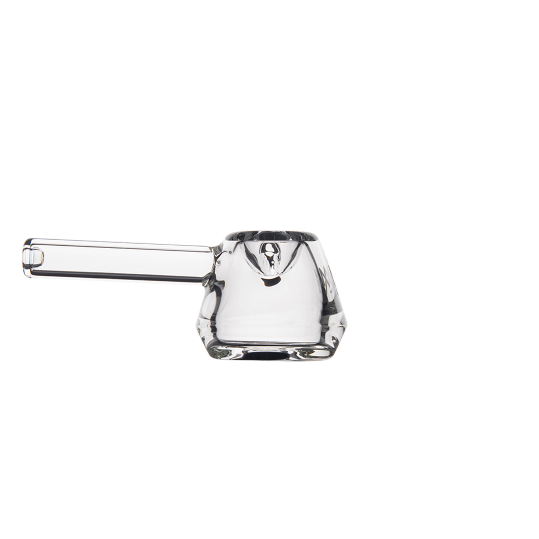 MJ Arsenal Kettle Hand Pipe - Clear Glass, Portable Design - Front View on White Background