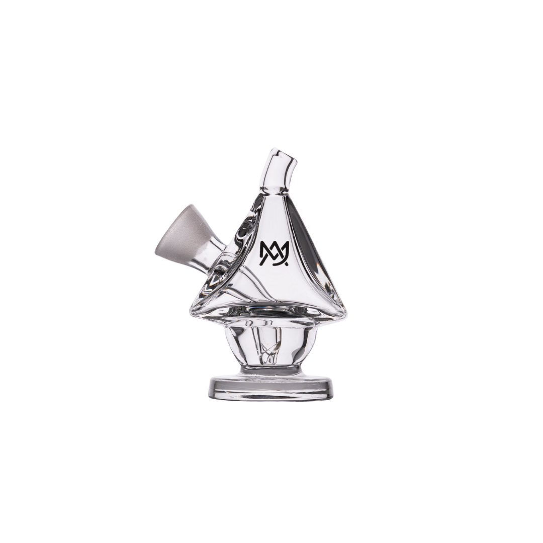 MJ Arsenal King Bubbler in clear borosilicate glass, compact design with 45-degree joint, front view