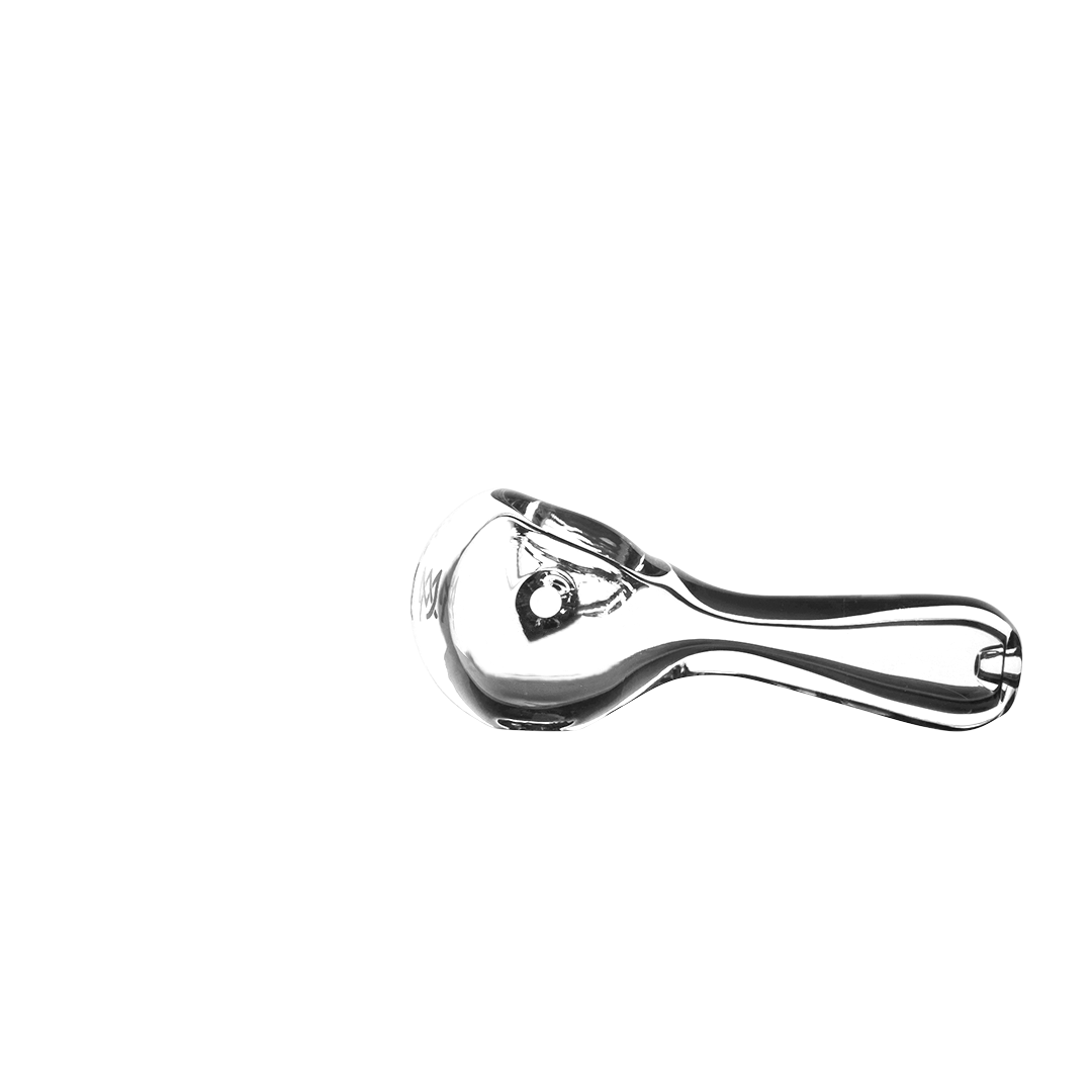 MJ Arsenal Pioneer Hand Pipe, compact glass smoking pipe, clear, side view