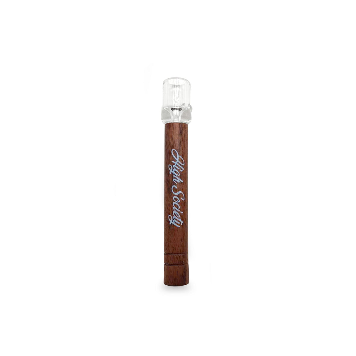High Society American Walnut & Glass Taster Pipe - Front View on White Background