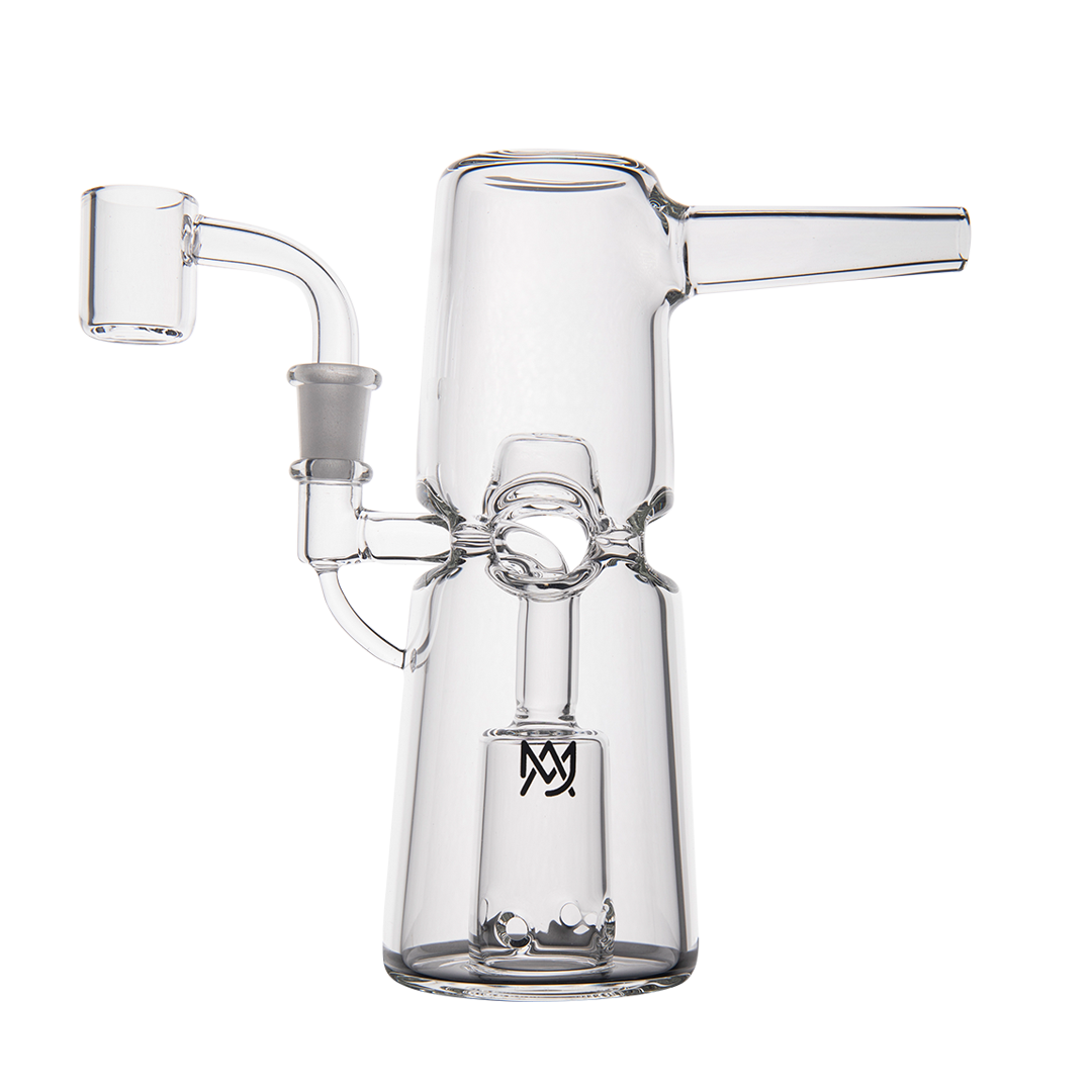MJ Arsenal Turret Mini Dab Rig with Quartz Bucket, Compact Design - Front View on White
