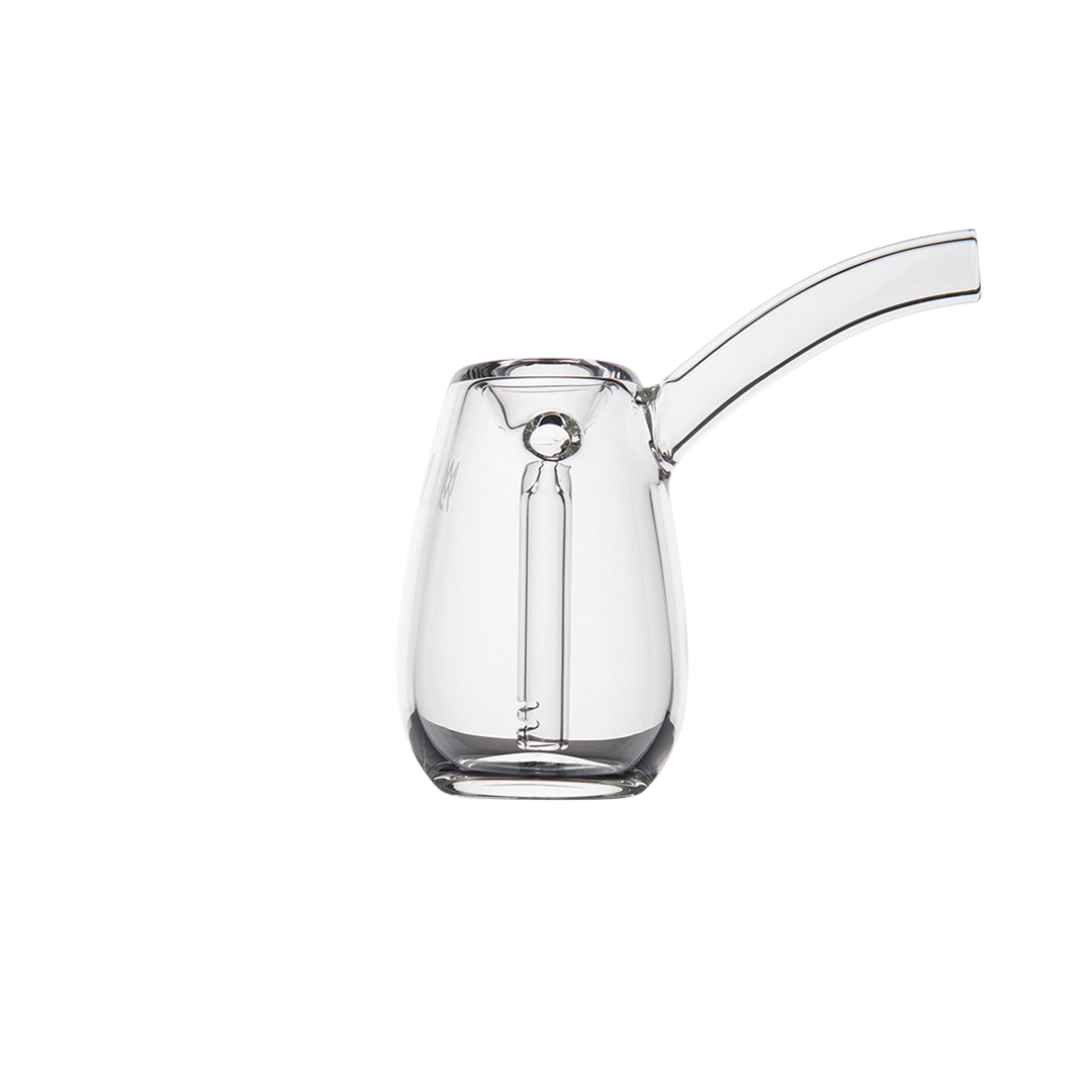 MJ Arsenal Bulb Mini Bubbler - Clear Borosilicate Glass, Front View on White Background