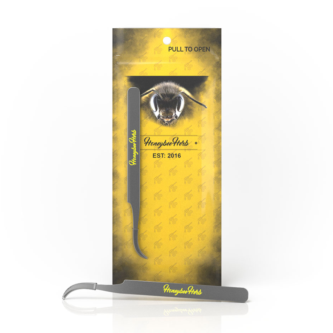 Honeybee Herb Precision Herb Handling Tweezers in packaging with brand logo