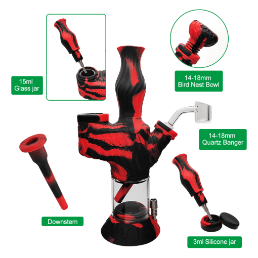 Waxmaid Soldier 2-in-1 Pipe & Nectar Collector in red and black with accessories