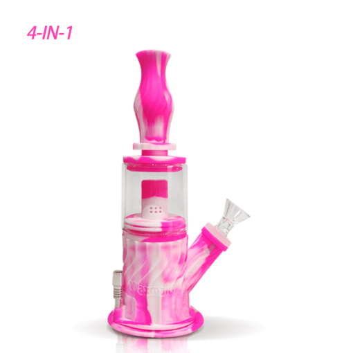 Waxmaid Pink Cream 4-in-1 Silicone Water Pipe with Double Percolator - Front View