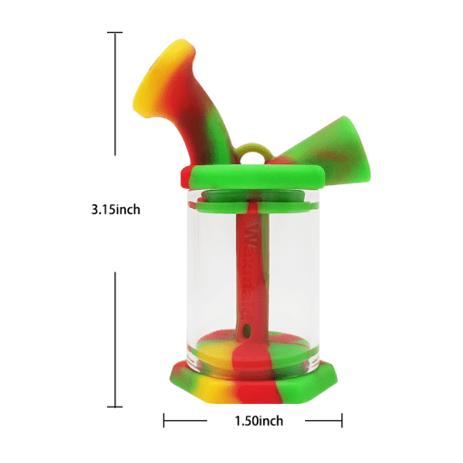 Waxmaid Silicone Glass Mini Bubbler, Multicolor, Front View, Portable Size
