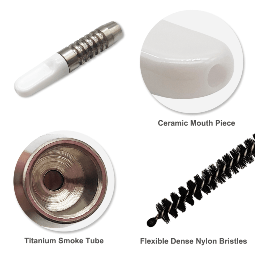 Waxmaid Quick Hit Silicone Dugout components including ceramic mouthpiece and titanium tube