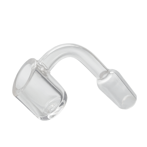 Waxmaid 14mm 90Β° Clear Quartz Dab Banger - Side View on Seamless White Background