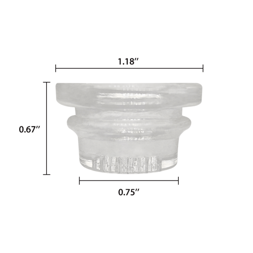Waxmaid 18mm Glass Bowl Replacement Front View with Dimensions