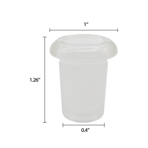 Waxmaid 14mm to 18mm Glass Adapter for Silicone Pipes, Front View with Measurements
