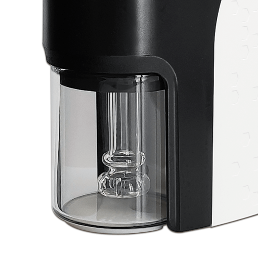 Waxmaid Dabber Dab Rig with clear disc percolator, close-up side view on white background