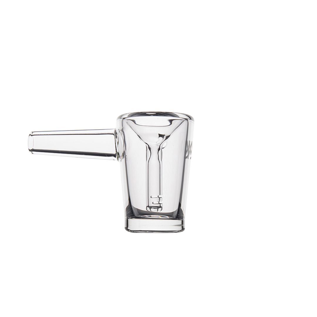 MJ Arsenal Basin Compact Bubbler - Clear Borosilicate Glass, Front View on White Background