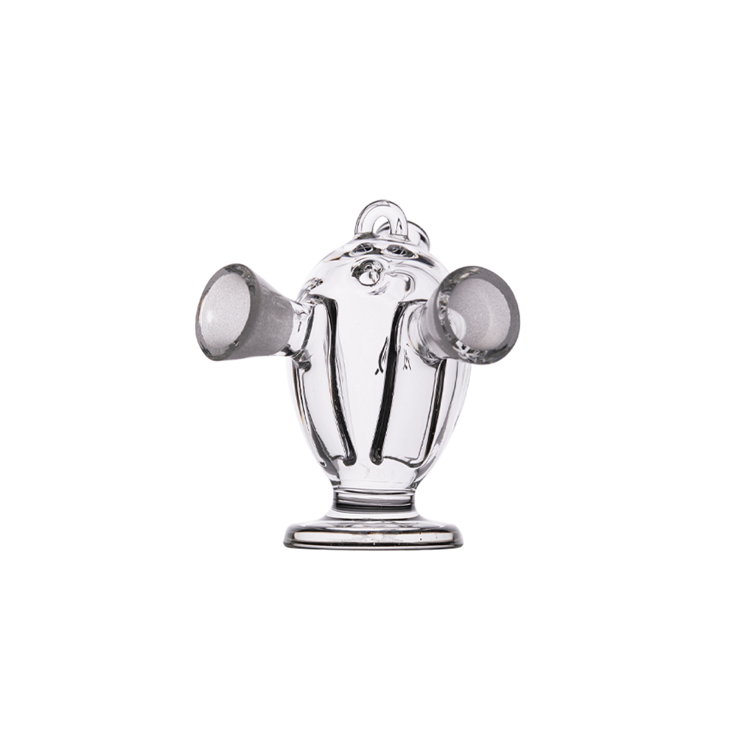 MJ Arsenal Dubbler Double Bubbler, portable dual-chamber design, 45-degree joint, front view on white