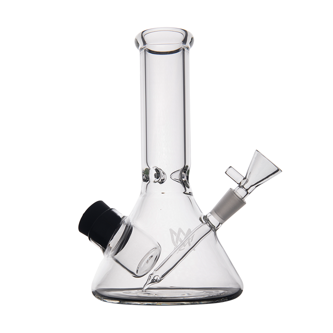 MJ Arsenal Cache Bong, 7" Borosilicate Glass, 10mm Joint, Portable Beaker Design, Front View