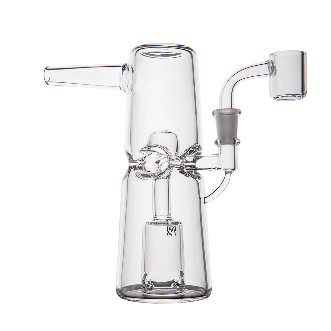 Compact MJ Arsenal Turret Mini Dab Rig with Quartz Bucket - Clear Glass, Front View