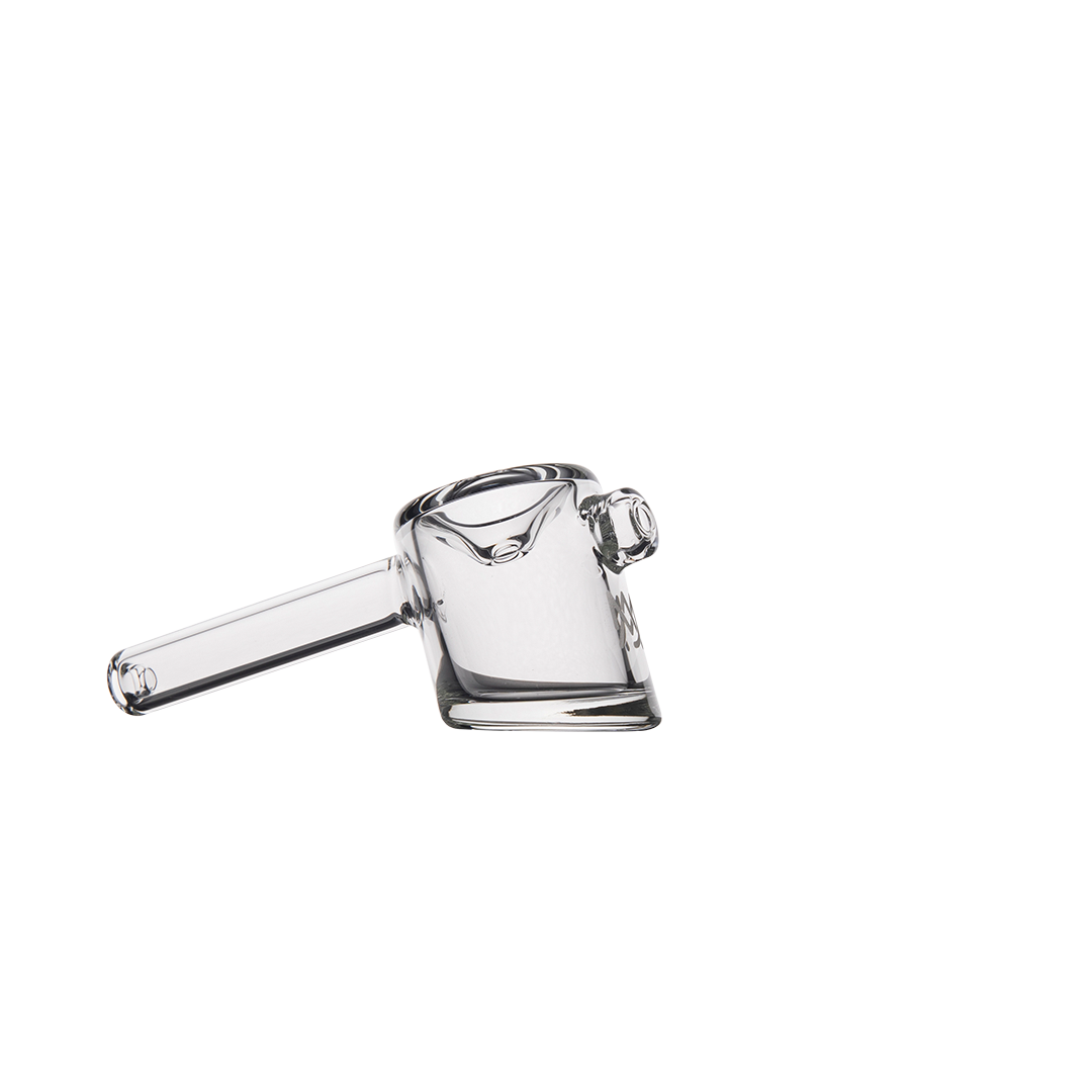 MJ Arsenal Kickstand Hand Pipe with unique angled design - Clear Glass - Side View