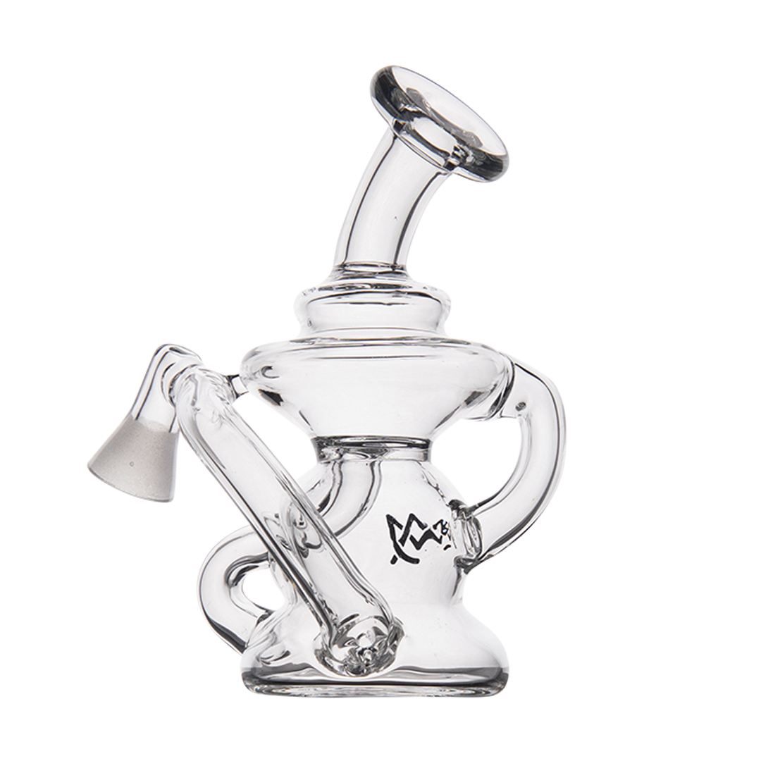 MJ Arsenal Hydra Vape Edition mini dab rig side view, portable with a clear glass design
